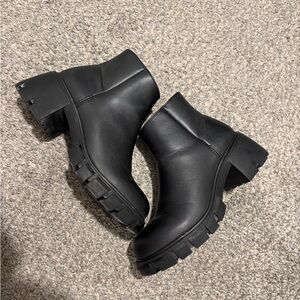 Steve Madden black chunky platform Ankle Boots